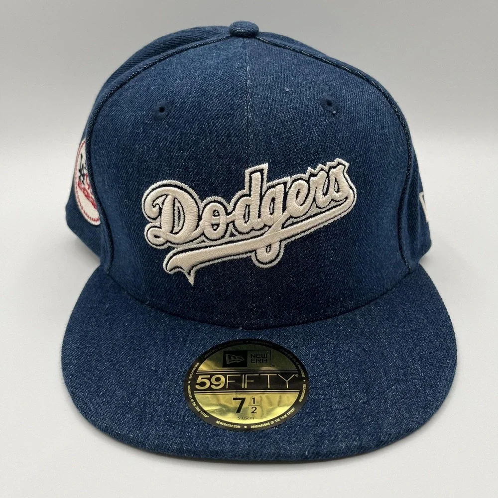 Los Angeles Dodgers New Era 59FIFTY‎ Hat Cap Fitted Mens 7 1/2 Denim MLB NEW
